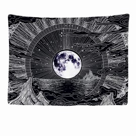 Ulticool - Tapestry Decoration Home - Moon Stars Nature Clouds Bohemian Psychedelic Mountains - 200 x 150 cm - Wall Towel Wall Hangings - Accessories for Bedroom Living Room