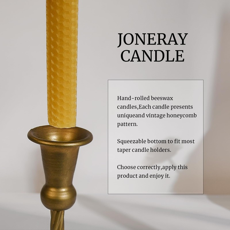 14 Pack Hand-Rolled Beeswax Taper Candles,8in Handmade Bees Wax Candle