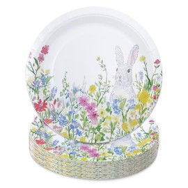 YY 100 Paper Plates Set Disposable for Easter 7 inch Party Dessert Plates for Spring Holiday