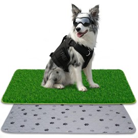 STARROAD-TIM Pee Pads Dog 2-in-1 Artificial Grass & Reusable Puppy Pad Set - 60x90cm Fake Grass Pee Pad for Dogs Potty Training Litter Box for Indoor/Outdoor