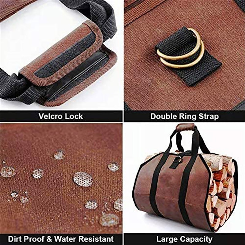 Firewood Carrier 80kg Load Bearing Waterproof Canvas Log Bag Wood