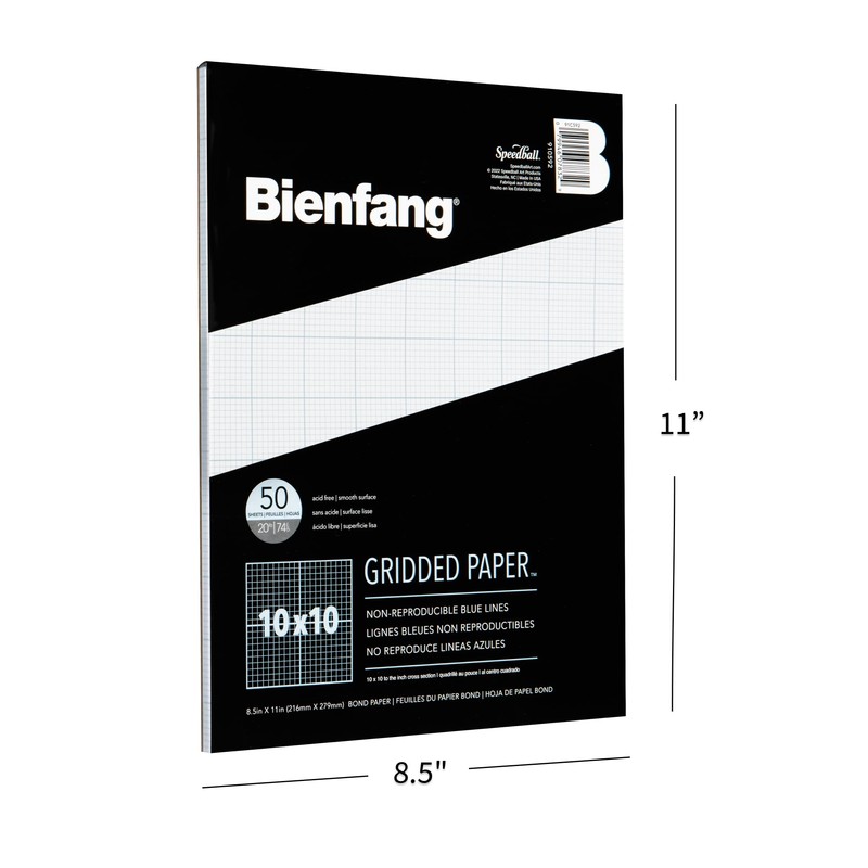 Bienfang Designer Grid Graph Paper Pad, 10x10 Cross Section, 8.5