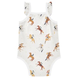 vvfelixl Baby Girls' Bodysuits Horse Racing Baby Cotton Sleeveless Newborn Clothes for 0-3 Months, Multicolor, 0-3 Months