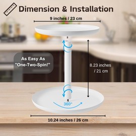 IBERG 2 Tier Metal Lazy Susan Organizer, 9” & 11”, Rotating Spice Organizer for Kitchen, Pantry & Countertop (White)