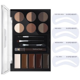 MAEPEOR Brow Contour Kit 25 Piece Waterproof Eyebrow Palette Set 12 Colors Eyebrow Powder 5 Colors Brow Wax 3 Brushes 1 Eyebrow Pencil for Novice and Professional (Set 00)