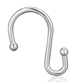 EleCharm Shower Curtain Hooks, Set of 12 Rust Proof S Shaped Decorative Shower Curtain Rings,Multi-Purpose Hangers S Hooks (Chrome)