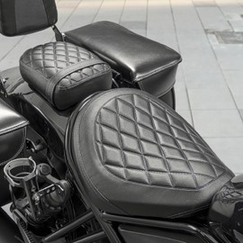 Motorcycle Leather Rider Solo Seat Saddle Cushion Pad Compatible with Rebel CMX CM 1100 CMX1100 CM1100 2021 2022 2023 2024 2025 Front Driver Pressure Relief Soft Pillion, Black