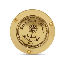 Antique Vintage Maritime Brass 4" Sand Timer Nautical Hourglass with Pink Sand Handcrafted Desk Decor Classic Collectible for Home, Office, or Study Steampunk Marine Gift Idea (9.5x4.5 Inch)