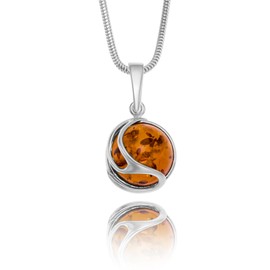 Amber Pendant Necklace Sterling Silver Eco Friendly Packaging Gift For Her