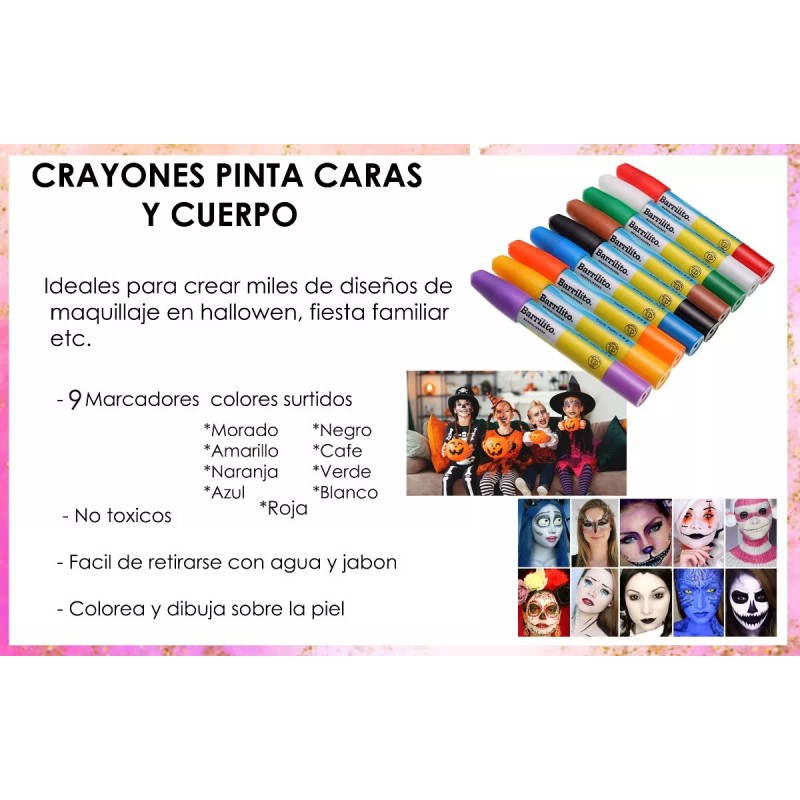 Barrilito Crayones Maquillaje Pintacaritas Facial Pintura Piel