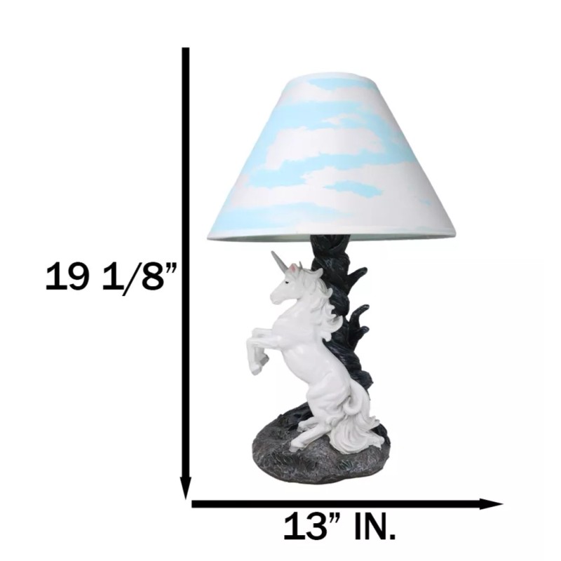 Ebros Enchanted Lights White Unicorn Sculptural Desktop Table Lamp With
