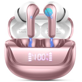 Wireless Earbuds, Bluetooth 5.4 Headphones HiFi Stereo, 45H Playback in-Ear Earbuds with 4 ENC Noise Cancelling Mics, IP7 Waterproof Wireless Earphones, Ear Buds with USB-C Charging, LED Display