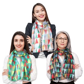 CBC Crown Christmas Tree - Christmas Tree Theme Scarf 13"x 60". Made In Korea (3 Pack - Assorted)