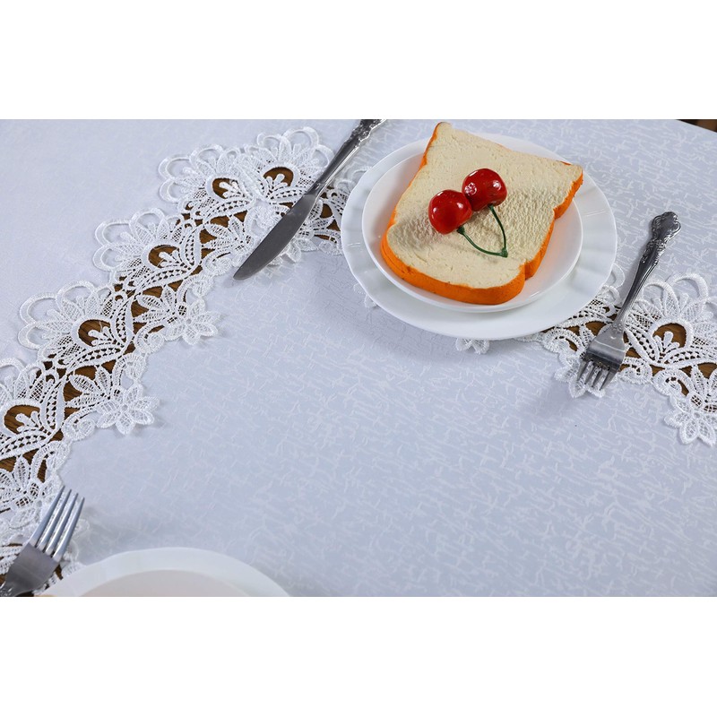 Inmerget Elegant White Lace Small Coffee Table Tablecloth for Wedding