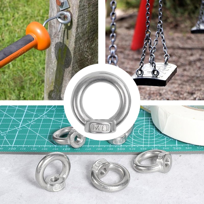 Ring Nuts M8 Made of 304 Stainless Steel, Pack of