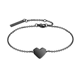 Liebeskind Berlin Bracelet 21 cm Stainless Steel with Heart Pendant, stainless steel, No gemstone.