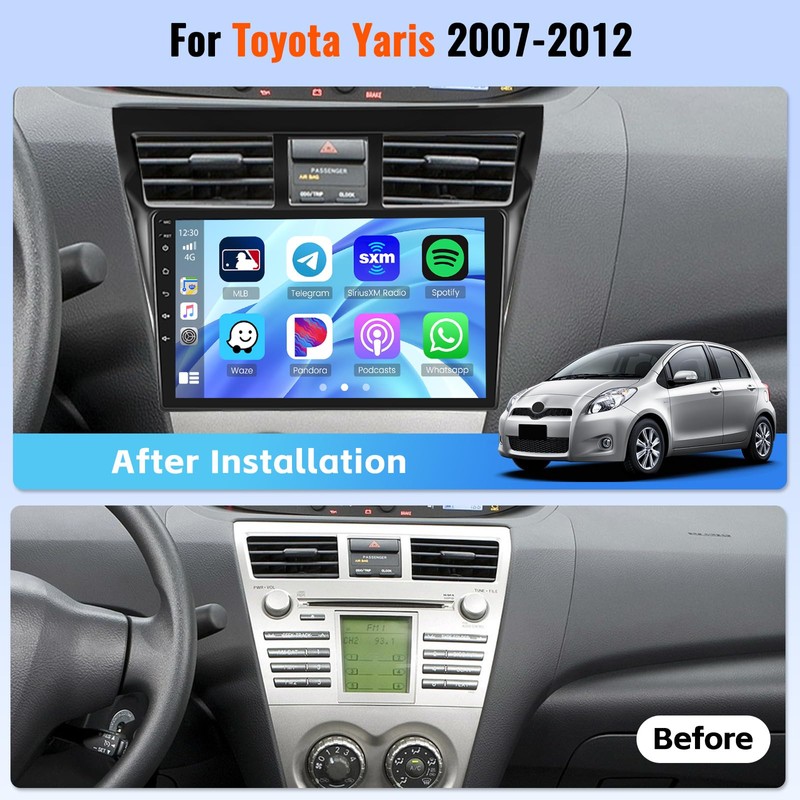[2+64GB] Realdio Android 15 Car Radio for Toyota Yaris/Vios 2007-2012