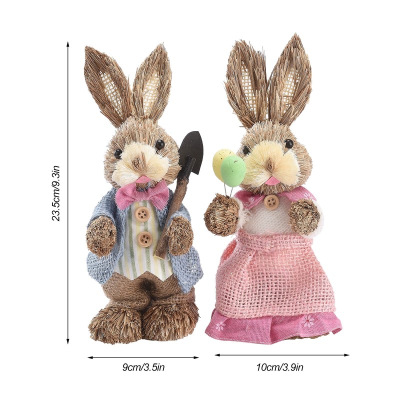 Easter Bunny Couple Rabbits Figurine,2PCS Easter Bunny Doll Easter Decorations