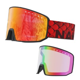 NAKED Optics The Solar Ski Goggles Men Ski Goggles Women Snowboard Goggles Ski Goggles Bad Weather Ski Goggles with Interchangeable Lenses Skiing Glasses (Solar Dragon + Includes Bad Weather Lens)