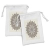 Ambesonne Brown Mandala Fabric Pouch Set of 2, Antique Detailed