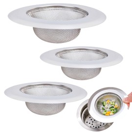 Pack of 3 Stainless Steel Drain Strainer, Shower Drain Strainer, Hair Strainer, Shower Drain Strainer, Kitchen Sink Strainer, Sink Filter Strainer for Shower, Bathtub, Kitchen (11.5 cm x 1 + 9 cm x 2)