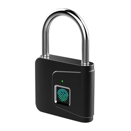 Padlock Fingerprint, Waterproof Gym Padlock, Electronic Padlock with Fingerprint, for Door, Garage, School, Warehouses, Black