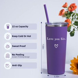 Sister Gifts for Birthday, Gifts for Sisters from Sister, Love You Sis, Thoughtful Sister Gift for Her, Christmas Gifts for Sister - 22Oz Sister Tumbler