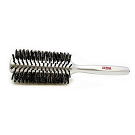 Professional Round hair Brush Natural Boar Bristle Size Large (Silver) By Alpha New York