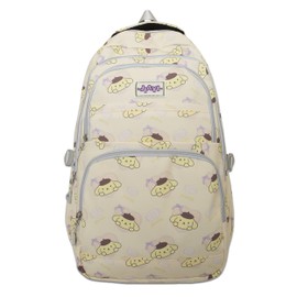 Roffatide Anime Pompom Purin All Over Print Large Capacity Casual Backpack Laptop Backpack Travel Hiking Rucksack Bike Backpack Yellow
