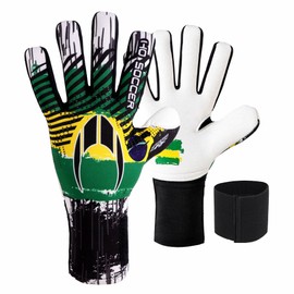 HO Soccer Squadra Turf Negative Brazil Goalkeeper Gloves, Unisex, Kids, Green/Yellow, 5
