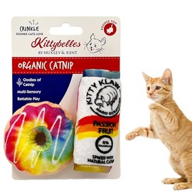 Huxley & Kent Plush Cat Toy - Interactive Catnip Toy for Cats & Kittens - Soft with Crinkle & Catnip - Fun Indoor Play -Pride Donut & Klaw Passion Fruit 2pk