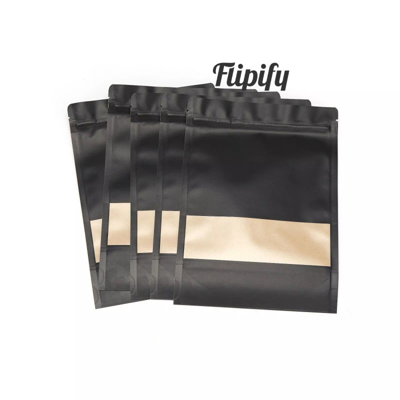 Flipify 7x9.8 Smell Proof Large Bags Zip Resealable Window Stand