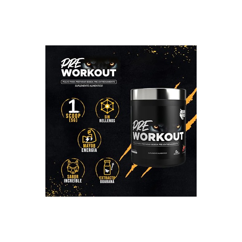 Polvo pre entreno Dark Wolf 300 g - 30 Porciones,