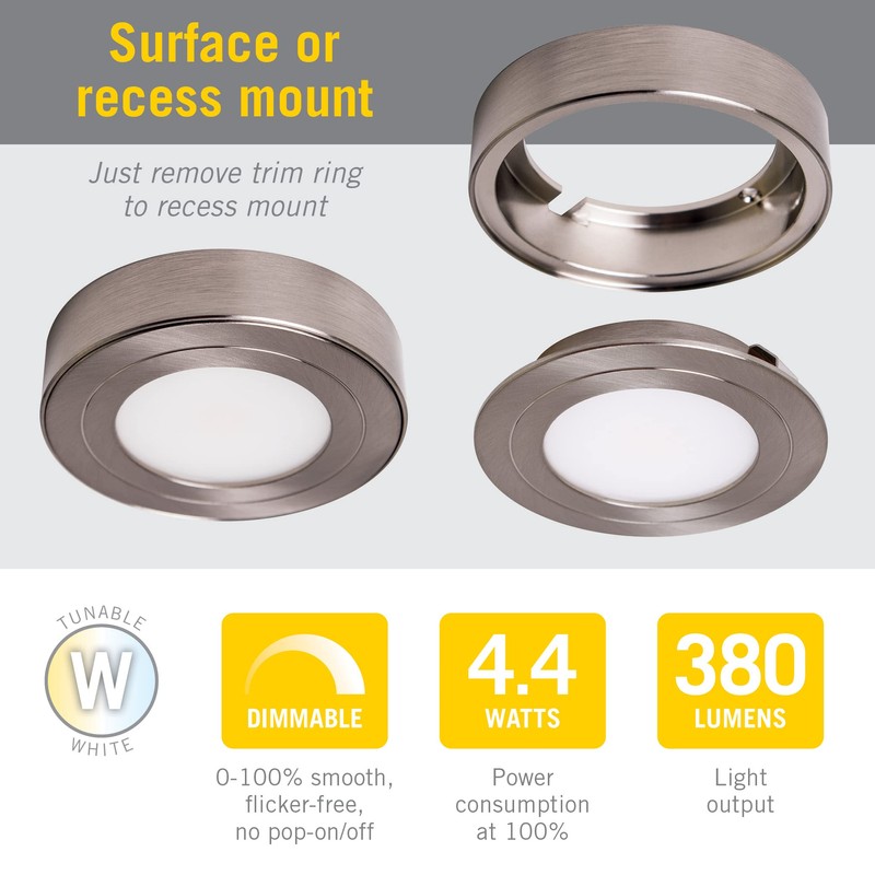 Armacost Lighting PureVue Dimmable LED Undercabinet Puck Light, CCT 2700K