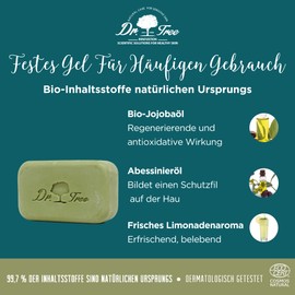 Dr. Tree Organic Solid Shower Gel for Frequent Use, Especially for Sensitive Skin, Strengthens the Microbiome, Ecocert. 99.7% Natural Ingredients, Jojoba Oil, Vegan and Plastic-Free, 120 g