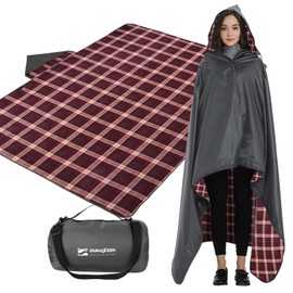 DUKUSEEK Stadium Blanket Waterproof Windproof, Outdoor Hooded Blankets for Camping, Sporting Events, Picnic and Car - Insulated Foldable Blanket and Throws