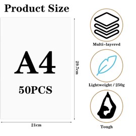 50 Sheets of Coloured Paper White A4, 250 g/m² Coloured Card Paper, A4 Scrapbook Paper, Thick Paper for Printing, Scissor Cut Paper, Craft Paper for DIY Creative Being and Painting Card Making