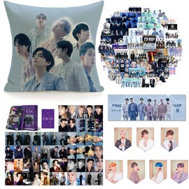 BTS Gift Set, BTS Fan Item, BTS Fans Gift, Cushion Cover, 100 Stickers, 54 Pieces BTS Photocards, BTS Garland Photo Banner, 1 Hand Banner, BTS Merch