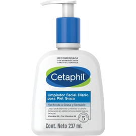 CETAPHIL Limpiador Facial Diario Para Piel Grasa 1 pz 237 ml Limpia Profundamente Recomendada por Dermatólogos para Piel Sensible