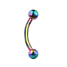 Pierced Owl - 16GA G23 Implant Grade Titanium Internally Threaded Ball Ends Cartilage Helix Rook Eyebrow Curved Barbell, Titanium, no gemstone