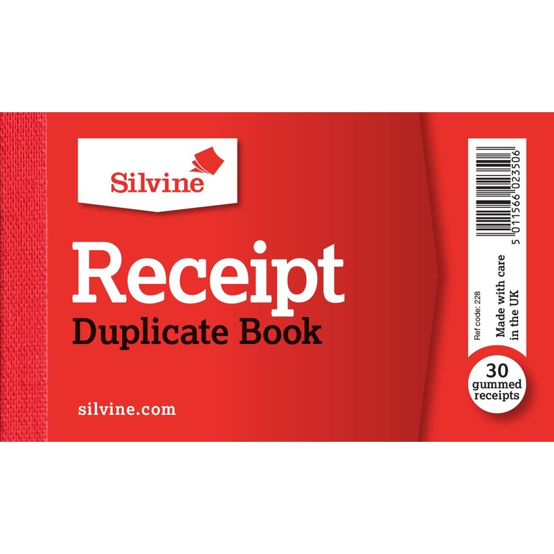 Silvine 63 x 106mm Duplicate Cash Receipt Book - Gummed