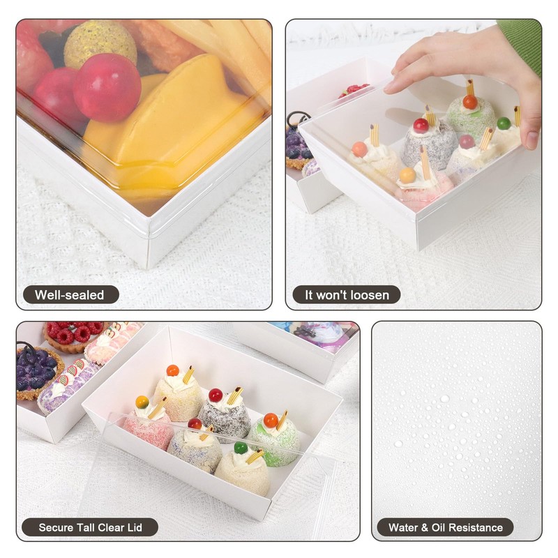 DeziWood 8 x 6 Inch Paper Charcuterie Boxes with Clear