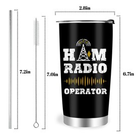 Farecnt Ham Radio Gifts, Ham Radio Operators Gifts, Ham Radio Tumbler With Straw And Lid 20oz, Christmas Birthday Gifts for Ham Radio Lovers, Black