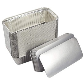 HOMESmith 10 Pack Aluminium Foil Trays with Lids Containers Strong and Large Tin Foil Food Take Away Container Disposable Food Take Out Box with Lid|1 Litre Rectangle |