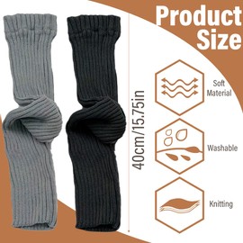 KGDUYC Leg Warmers for Women Leg Warmers Women's Leg Warmers, Short Button Leg Warmers, Winter Knitted Leg Warmers, Boot Covers for Students, Girls (3 Pairs, Black, White and Grey)