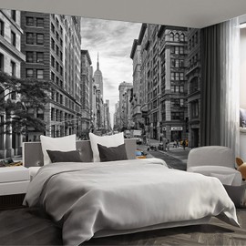 Fightal - Gray New York City Street Mural Wall Decoration Large Wall Mural Living Room Bedroom Wallpaper-195 x120（It's not Peel and Stick.）