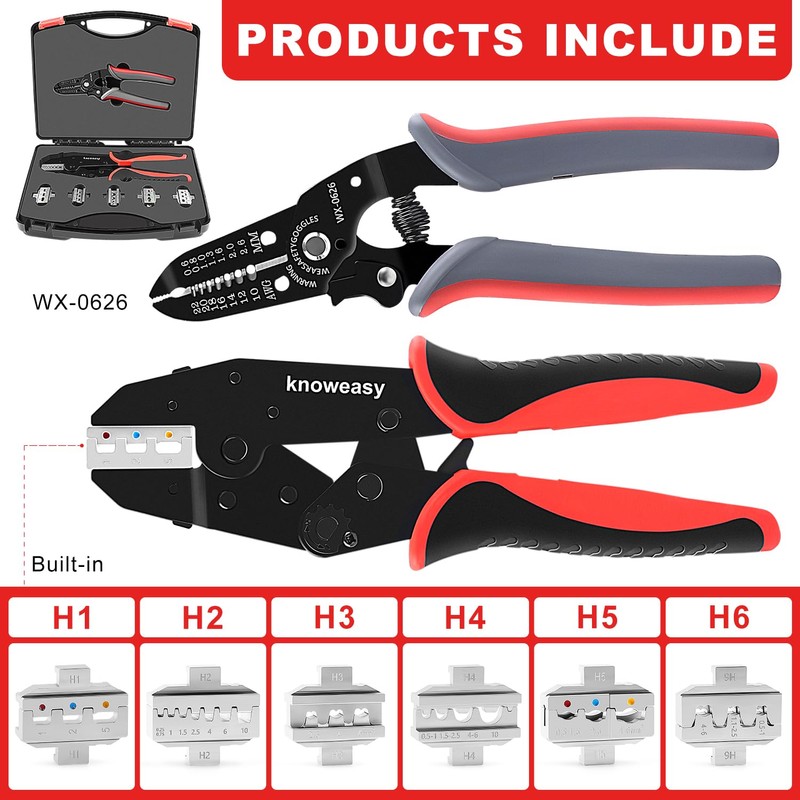 Knoweasy 8PCS Ratchet Crimping Tool Set with Automatic Wire Stripper,
