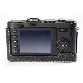 Genuine Leather Retro Camera Case, Half-Wrap Genuine Leather Camera Protector, Compatible for Leica X1 X2 X-E (Black)