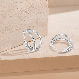 925 Silver Double Hoop Earrings, Small Hypoallergenic Cartilage Huggie Earrings, Unique Gift for Women Girls 12 mm, Silver