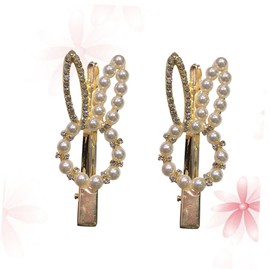 FRCOLOR 2 Pcs Pearl Rhinestone Rabbit Shaped Hair Clips for Elegant Hair Accessories with Strong Grip Cute Barrettes for Women